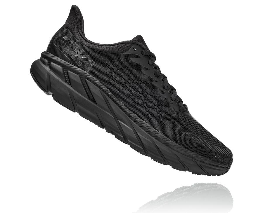 Hoka One One Mens Running Shoes - Clifton 7 - Black - BDSF14963